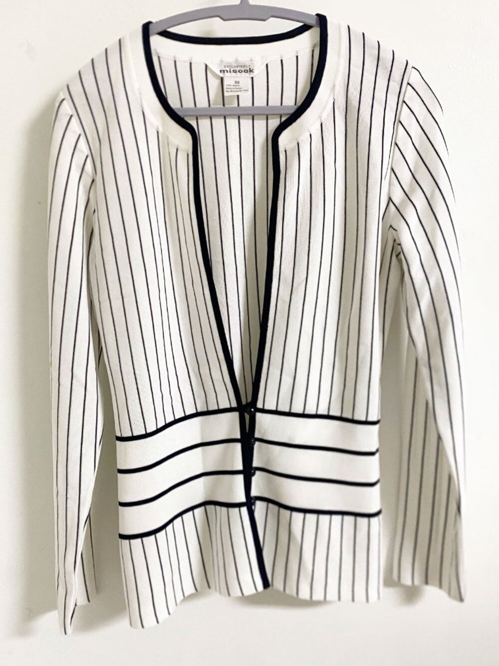 Misook Open Front Collared Knit Cardigan